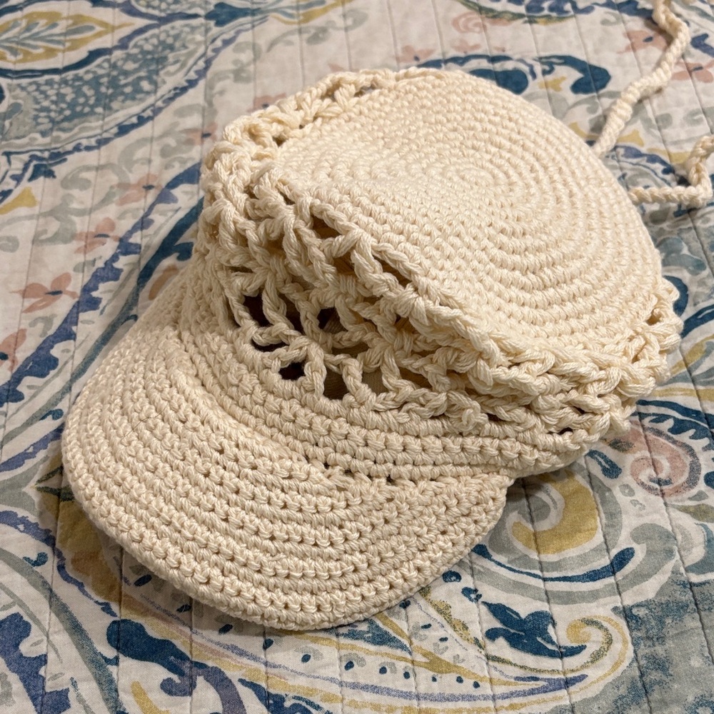 Free People Cream Crochet Hat